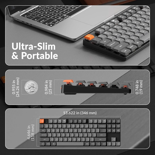 Alt view image 3 of 7 - Keychron K1 Max Ultra Thin QMK/VIA Bluetooth Wireless/USB Wired Custom Mechanical Keyboard, 2.4GHz Hot Swappable TKL Layout RGB Backlight Ergonomic Keyboard with Low Profile Gateron