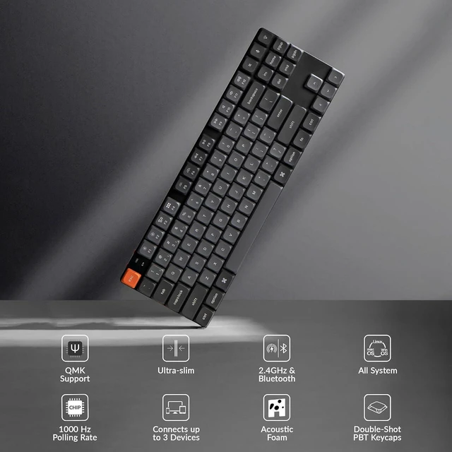 Alt view image 5 of 7 - Keychron K1 Max Ultra Thin QMK/VIA Bluetooth Wireless/USB Wired Custom Mechanical Keyboard, 2.4GHz Hot Swappable TKL Layout RGB Backlight Ergonomic Keyboard with Low Profile Gateron