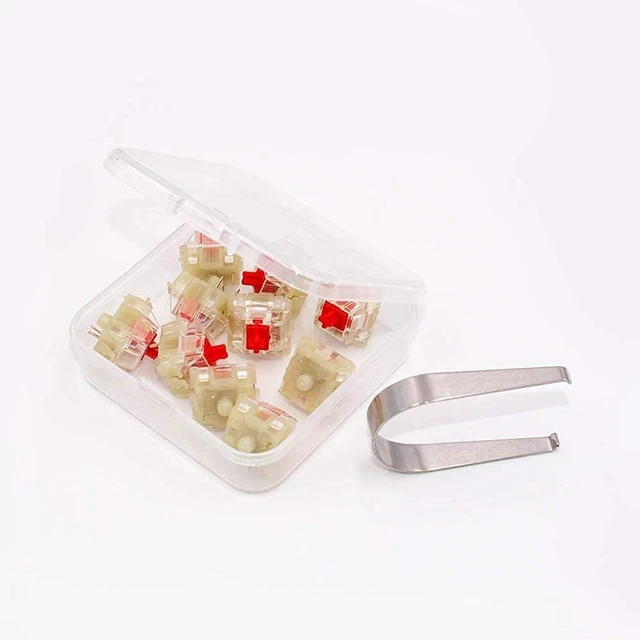 Main image of Granvela Cherry MX Standard RGB Red Switches - Plate Mounted 45g Force Linear Clear-Housing Switches for Mechanical Keyboard-MX1A-L1NA 10 Pack