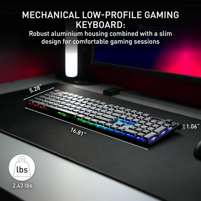 Alt view image 2 of 7 - MX 10.1 Wireless, Cordless Low-Profile Gaming Keyboard | Multi Device with Rotary Knob Display MX LP 2.0 Red Switches, Black