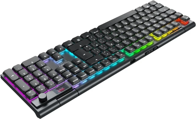 Alt view image 7 of 7 - MX 10.1 Wireless, Cordless Low-Profile Gaming Keyboard | Multi Device with Rotary Knob Display MX LP 2.0 Red Switches, Black