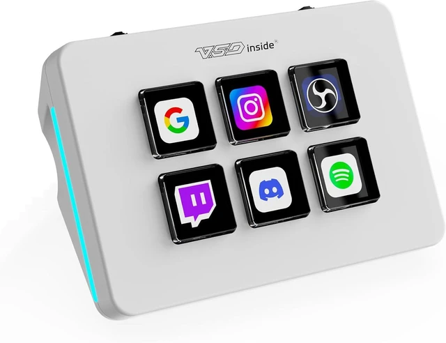 Main image of Mini Stream Controller Deck, Gaming Streaming Macro Pad Keypad, Shortcut Keyboard with 6 Programmable LCD Keys, Customizable Icons & RGB Light, USB Soundboard for Video Editing, OBS, PC, Mac