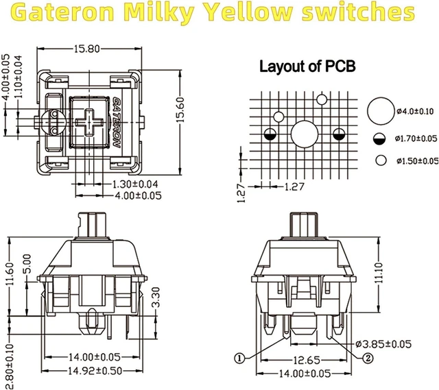 Alt view image 7 of 7 - Gateron Milky Yellow Switches for Mechanical Keyboard Pre Lubed Silent Linear Keyboard Switches 5Pin (GPRO70PCS)