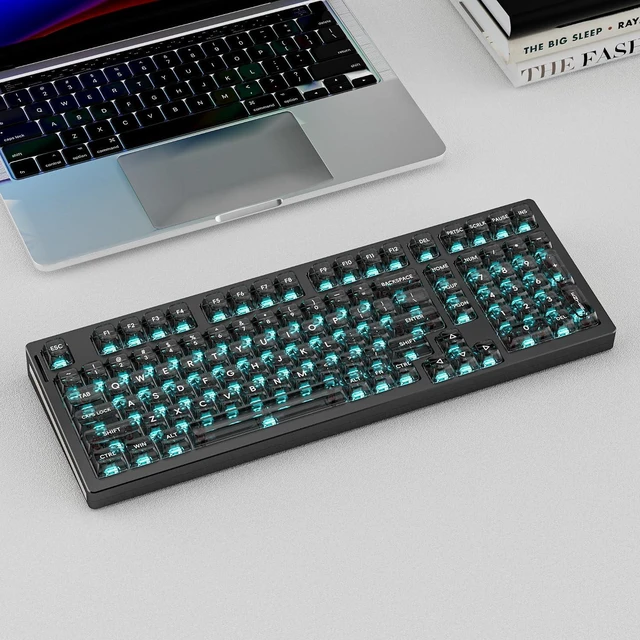 Alt view image 7 of 7 - kutethy KY98 Full Aluminum CNC Mechanical Keyboard with Transparent Keycaps,Hot-swappable,Pre-lubed Clicky Switches,Gasket Structure,RGB Backlit,BT5.0/2.4G/USB-C Wired (Black)