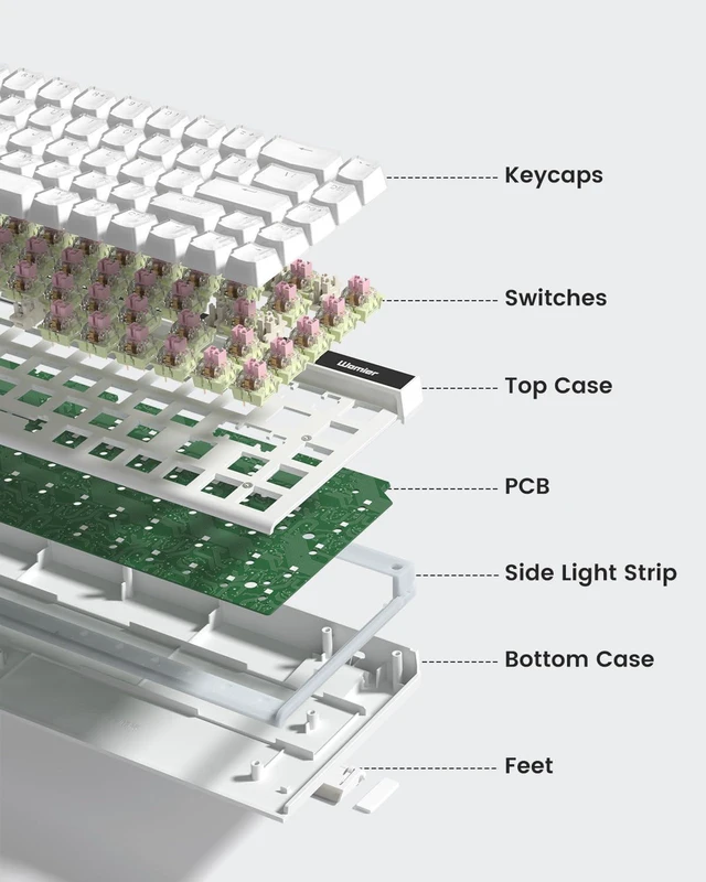 Alt view image 4 of 7 - Keyboard VK68 - White - Wired