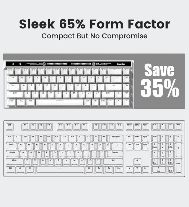 Alt view image 5 of 7 - Keyboard VK68 - White - Wired