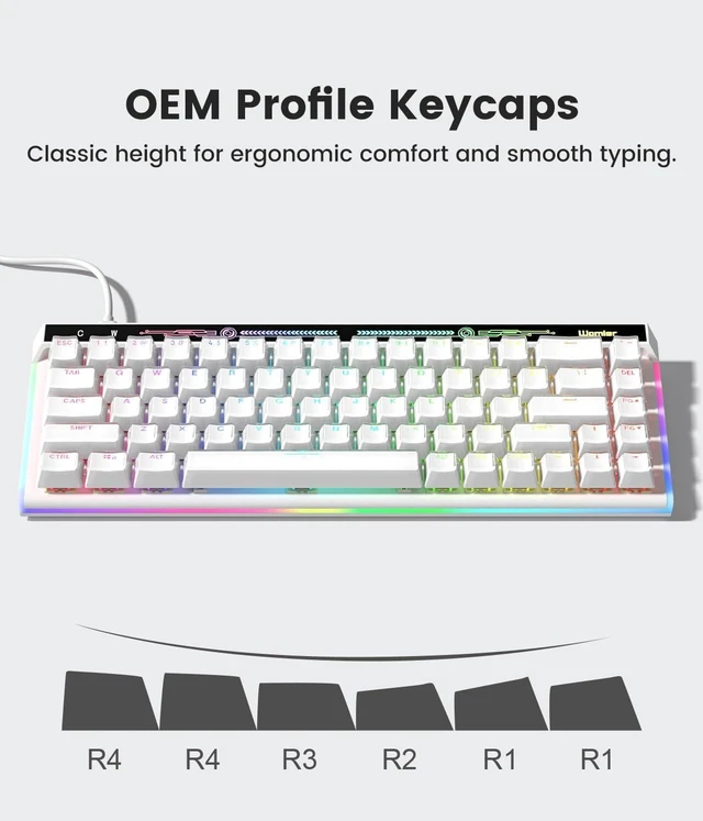 Alt view image 7 of 7 - Keyboard VK68 - White - Wired