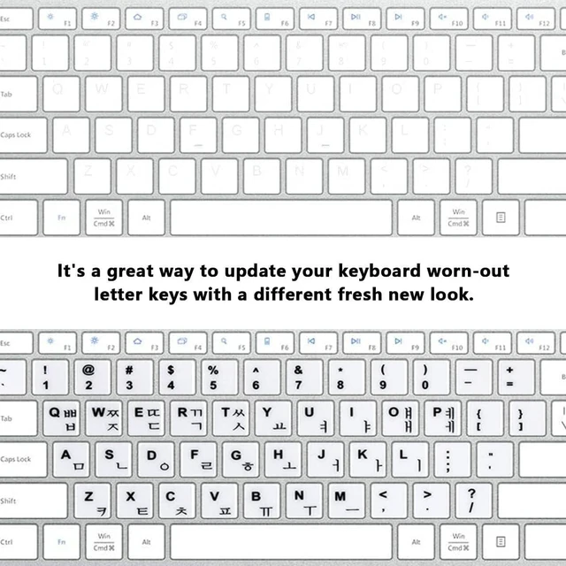 Alt view image 5 of 7 - 2 PCS Korean Keyboard Stickers for PC Computer Laptop Desktop Keyboard, Computer Keyboard Replacement Stickers (Korean),Black Font White Background
