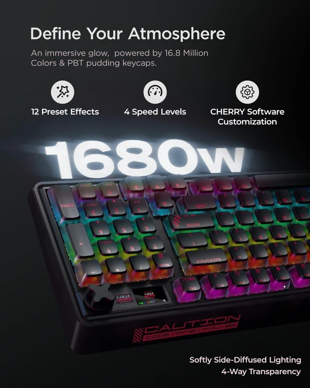 Alt view image 6 of 7 - wegear PIXIU 98 Mechanical Gaming Keyboard with Knob, Cherry MX2A Red Switches, 8K Hz Polling, Tri-Mode Gasket Key-Board for PC/Mac/Laptop, Hot Swappable, PBT, RGB Backlit, 95 Keys