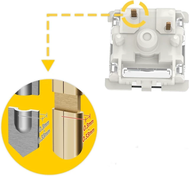 Alt view image 2 of 6 - Gateron G Silent White Pro 3.0 Pre-lubed Switches 5pin Linear for MX Mechanical Type Key Gaming Keyboard Switches, SMD RGB Light Plate Mounted Switches (70 Pcs-5pin, White)