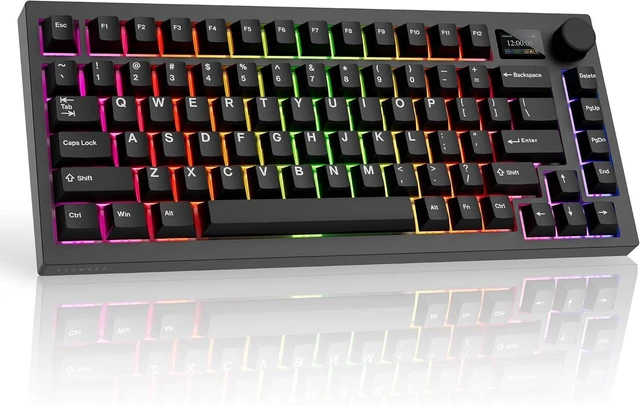 Main image of Tecware Spectre 75 Mechanical Gaming Keyboard | Customizable LCD Screen Display & Knob | Tri-Mode Wireless Bluetooth 2.4GHz | Gasket Mount Hot Swappable | Black Cocoa Brown Tactile Switches