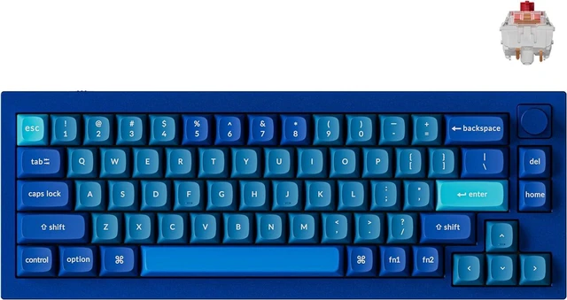 Main image of Keychron Q2 Wired Custom Mechanical Keyboard Knob Version, 65% Layout QMK/VIA Programmable Macro with Hot-swappable Gateron G Pro Red Switch Double Gasket Compatible with Mac Windows Linux (Blue)