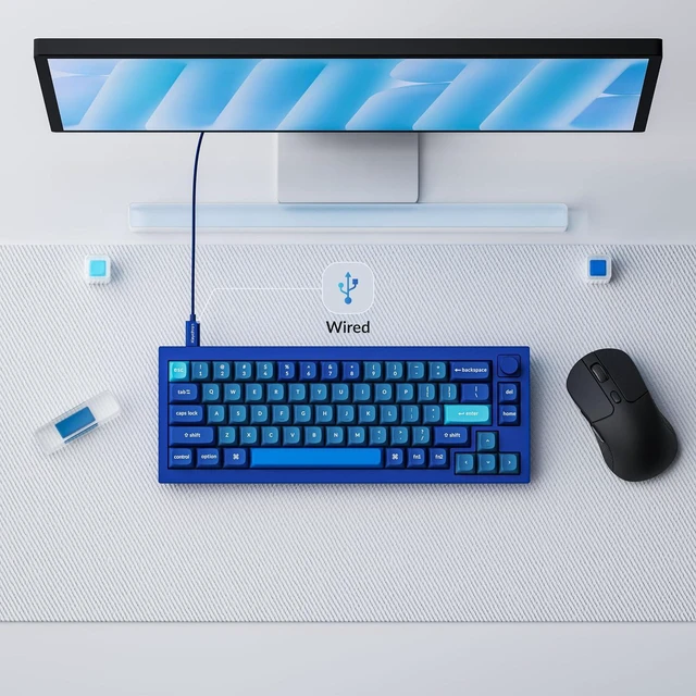 Alt view image 3 of 6 - Keychron Q2 Wired Custom Mechanical Keyboard Knob Version, 65% Layout QMK/VIA Programmable Macro with Hot-swappable Gateron G Pro Red Switch Double Gasket Compatible with Mac Windows Linux (Blue)