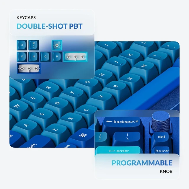 Alt view image 5 of 6 - Keychron Q2 Wired Custom Mechanical Keyboard Knob Version, 65% Layout QMK/VIA Programmable Macro with Hot-swappable Gateron G Pro Red Switch Double Gasket Compatible with Mac Windows Linux (Blue)