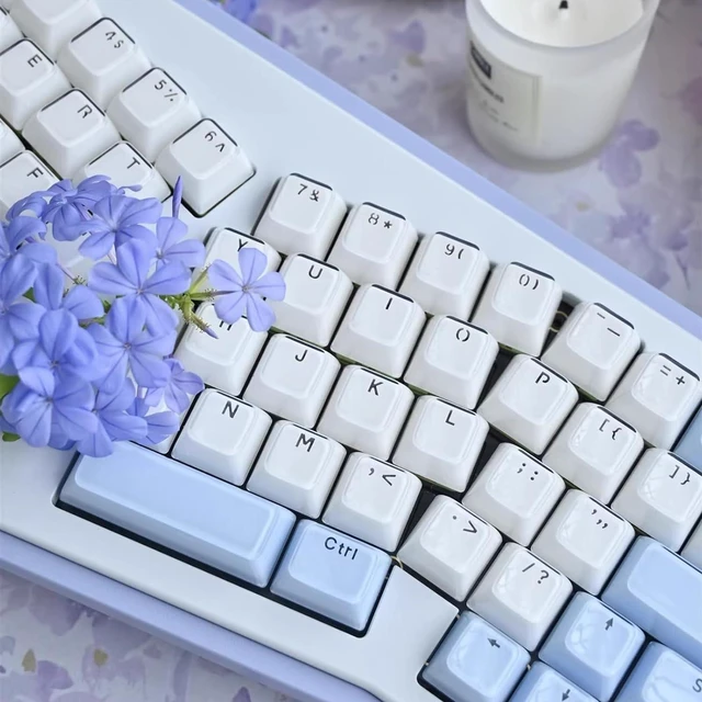 Alt view image 4 of 7 - Crystal Jelly Keycaps, White Custom Translucent Keycaps 135 Keys, OEM Profile Keycap, Cute Shine Through Keyboard Keycaps for 61/68/84/87/98/100 Cherry MX Keyboard Mechanical, White