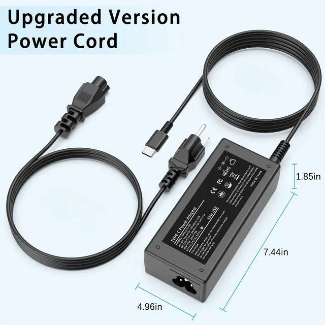 Alt view image 5 of 7 - 65W USB C Laptop Charger for HP Lenovo Dell Acer Asus Power Adapter Cord