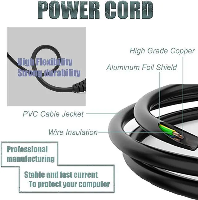 Alt view image 2 of 7 - Compatible with HP Laptop Charger 65W 45W Easy Style Smart Blue Tip 4.5 x 3.0 mm, Replacement for HP Computer/Pavilion/Envy/ProBook/EliteBook/Stream x360, 10ft Power Cord