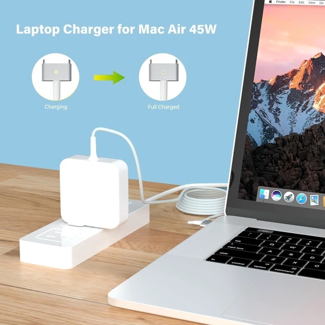 Alt view image 2 of 7 - Replacement for Mac Book Air Charger 6FT, 45W Mac Air AC Power T-Tip Shape Connector Adapter for Mac Book Air 11 inch & 13 inch Between 2012-2017