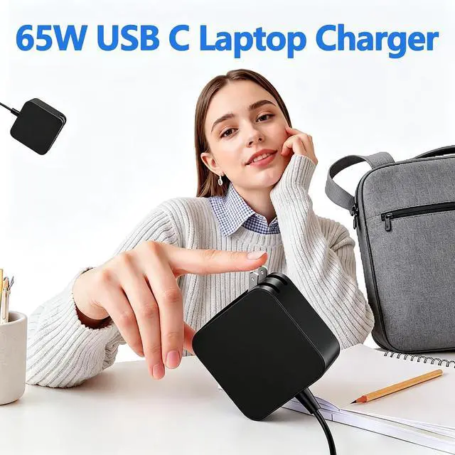 Alt view image 2 of 7 - 65W USB C Charger Compatible with Asus Zenbook 14 13 S13 S Flip 3 Deluxe Duo 14, Fit for Chromebook, Expertbook Laptop, Foldable Plug,Asus Laptop Power Supply