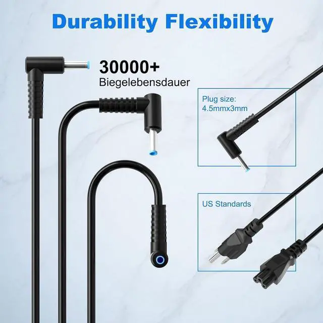 Alt view image 2 of 7 - 45w for HP Laptop Charger Blue Tip-for HP Stream/Pavilion/Probook Charger