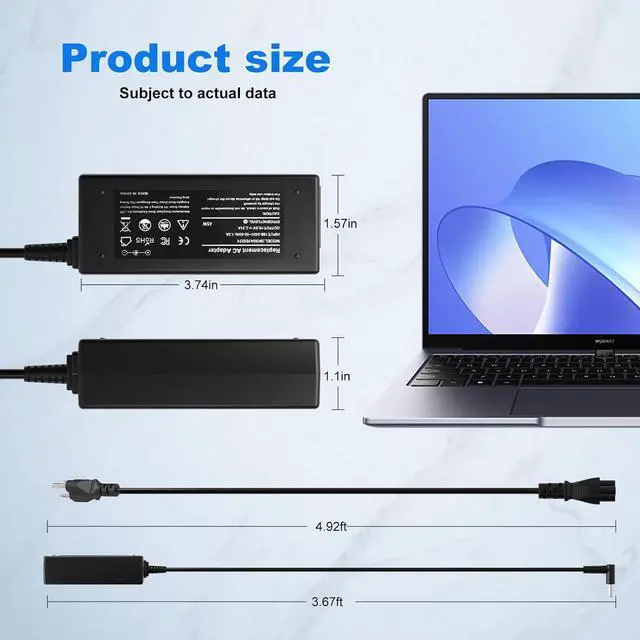 Alt view image 4 of 7 - 45w for HP Laptop Charger Blue Tip-for HP Stream/Pavilion/Probook Charger