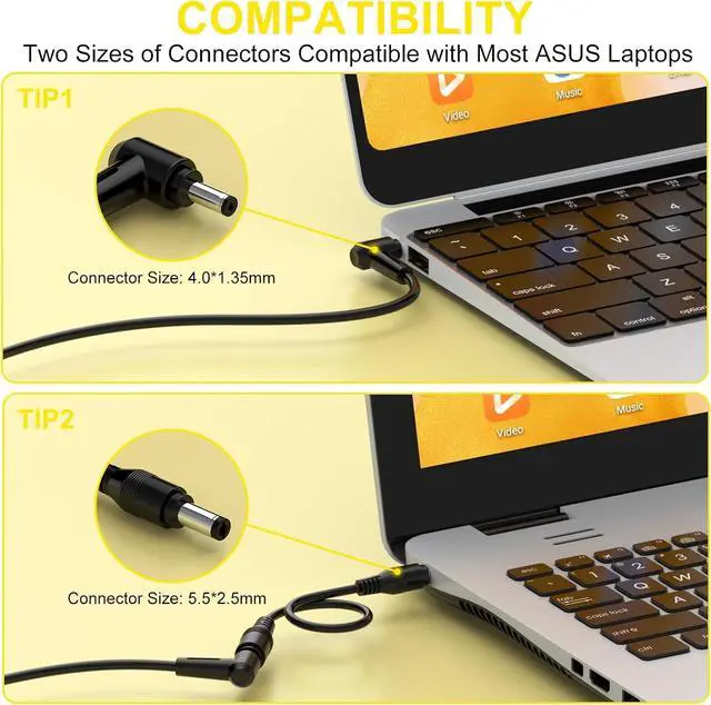 Alt view image 3 of 7 - 65W 45W 33W Laptop Charger for ASUS x515 x515j x515ja x515ea x515m x512d