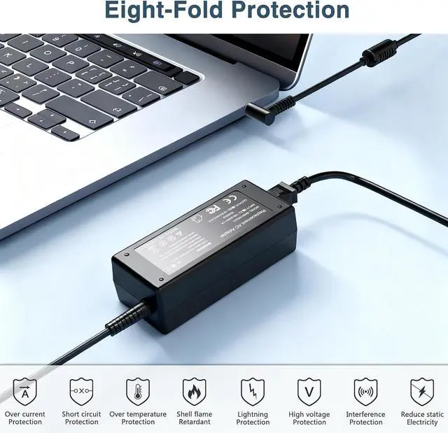 Alt view image 5 of 7 - 45W Laptop Charger for HP Laptop Computer Smart Blue Tip,Compatible with HP Pavilion x360 11 13 15 17,Elitebook Folio 1040 G1,Stream 11 13 14,Envy, ProBook,Notebook Series AC Adapter Power Cord