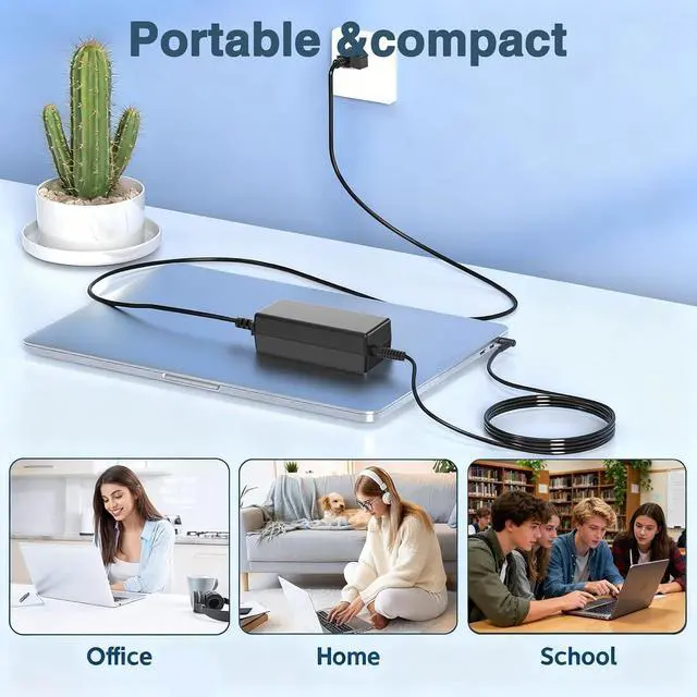 Alt view image 7 of 7 - 45W Laptop Charger for HP Laptop Computer Smart Blue Tip,Compatible with HP Pavilion x360 11 13 15 17,Elitebook Folio 1040 G1,Stream 11 13 14,Envy, ProBook,Notebook Series AC Adapter Power Cord