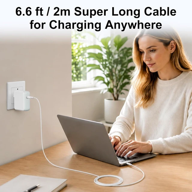 Alt view image 7 of 7 - 96W USB C Charger for MacBook Pro 16, 15, 14, 13 inch 2025 2024, 2023, 2022, 2021, M4 M3 M2 M1 MacBook Air, USBC Laptop Power Adapter, iPad, LED, 6.6ft 5A Cable Charging as Fast as Original Quality