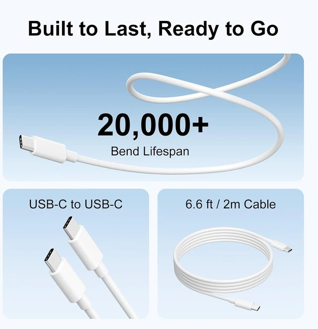 Alt view image 4 of 7 - 96W USB C Charger for MacBook Pro 16, 15, 14, 13 inch 2025 2024, 2023, 2022, 2021, M4 M3 M2 M1 MacBook Air, USBC Laptop Power Adapter, iPad, LED, 6.6ft 5A Cable Charging as Fast as Original Quality