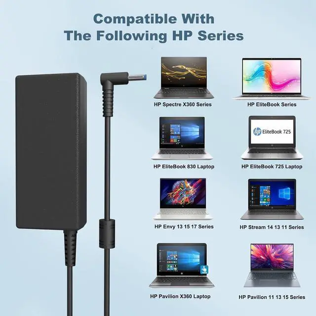 Alt view image 7 of 7 - Compatible with 65W 45W HP Laptop Charger 19.5V 3.33A Computer AC Adapter