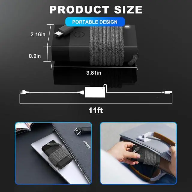 Alt view image 3 of 7 - 65W USB C Laptop Charger fit for HP Spectre/Envy X360 EliteBook Omnibook