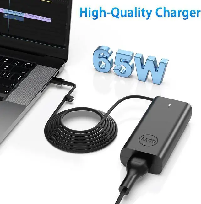 Alt view image 2 of 7 - 65W USB C AC Adapter Laptop Charger Compatible with Dell Latitude 3450 5520 7420 5420 5550 5450 5440 5430 5540 5530 7440 Inspiron 14 16 XPS 13 Chromebook 3100 Computer Type C Power Cord