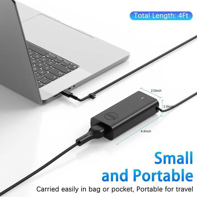 Alt view image 3 of 7 - 65W USB C AC Adapter Laptop Charger Compatible with Dell Latitude 3450 5520 7420 5420 5550 5450 5440 5430 5540 5530 7440 Inspiron 14 16 XPS 13 Chromebook 3100 Computer Type C Power Cord