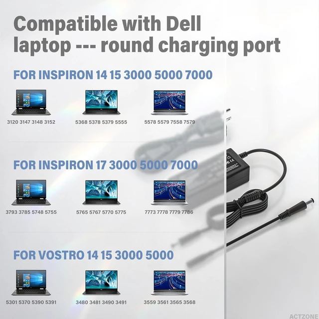 Alt view image 4 of 6 - 45W 65W Charger Compatible with Dell Inspiron 13 14 15 17 Latitude XPS 13