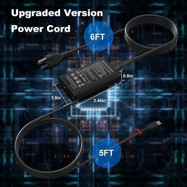 Alt view image 2 of 7 - Slim 65W for Lenovo Laptop Charger USB C Thinkpad Yoga Chromebook