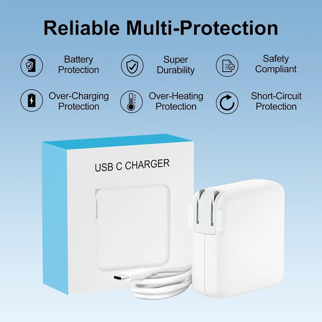 Alt view image 6 of 7 - 10ft Charger for MacBook Pro/Air 16 15 14 13 inch 2025 2024 2023 2022 2021 2020 M1 M2 M3 M4 96W USB C Power Adapter LED 100W USB-C Cable Charging as Fast as Original Quality