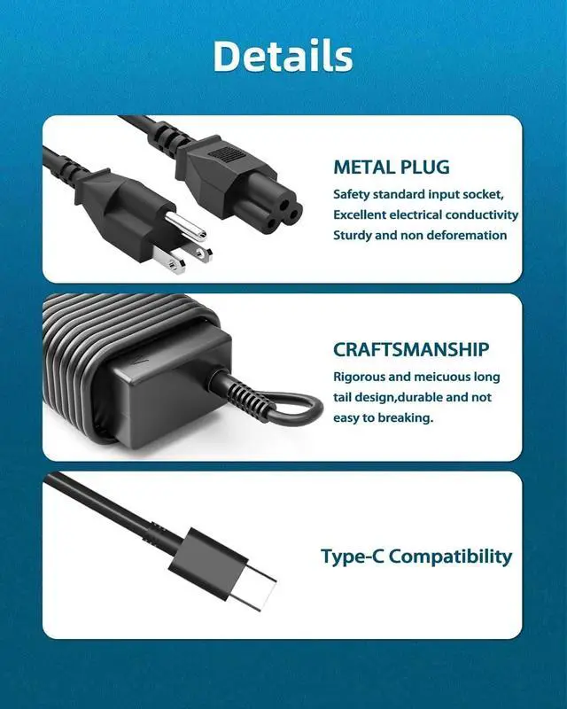 Alt view image 5 of 7 - SZGUDULO 45W USB C Laptop Charger for Chromebook All USB Type C Laptop