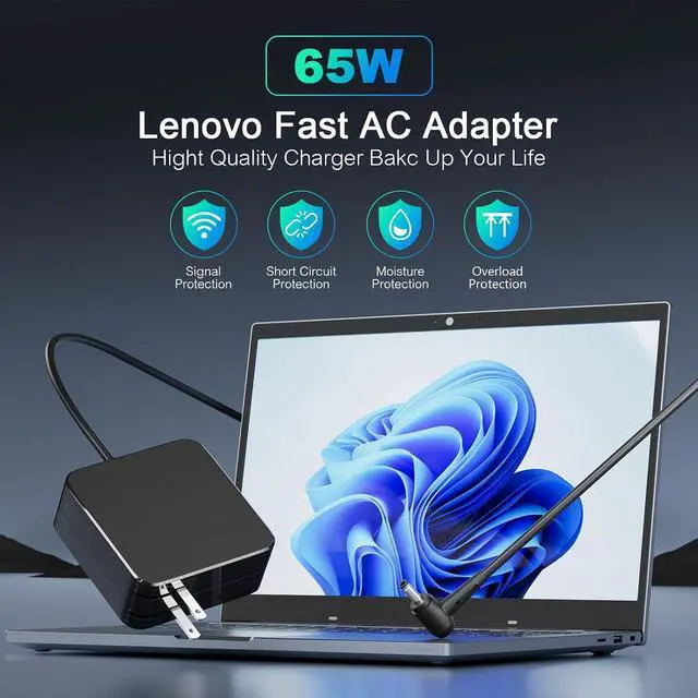Alt view image 7 of 7 - 65W USB-C Laptop Charger for Lenovo IdeaPad