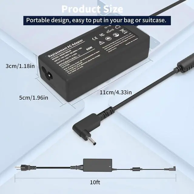 Alt view image 4 of 7 - 65W Laptop Charger Compatible with Aspire 3 5 15 Swift/Spin 5 3 1
