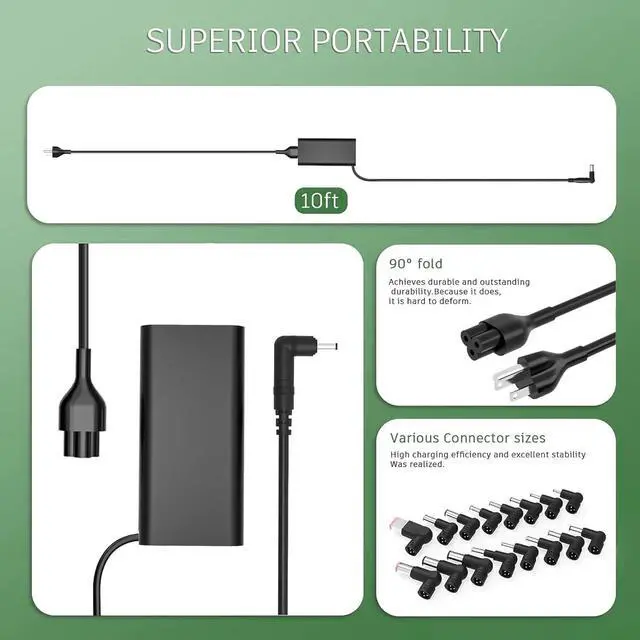 Alt view image 3 of 7 - SZGUDULO 90W Universal AC Adapter Laptop Charger for Dell HP Acer 16 Tips