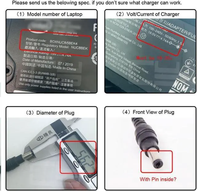 Alt view image 7 of 7 - Xiwai USB-C PD 65W Charge Adapter Type-C Input to DC 6.0x4.4mm Barrel Jack Plug Smart LED Digital Display 100W Output 20V 5A Charger Connector for Laptop