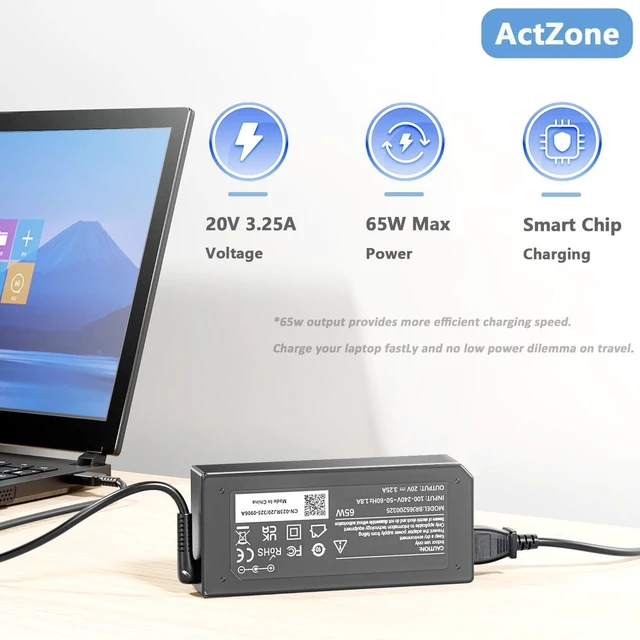 Alt view image 4 of 7 - 65W Charger Compatible with Lenovo ThinkPad X1 T X E Yoga Flex Ideapad