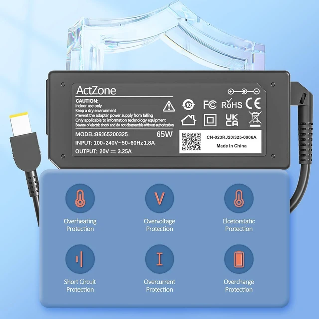 Alt view image 5 of 7 - 65W Charger Compatible with Lenovo ThinkPad X1 T X E Yoga Flex Ideapad