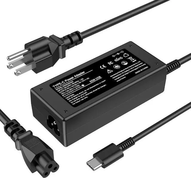 Main image of 65W USB C Laptop Charger Compatible with Lenovo ThinkPad T480 T490 T580 X1 Carbon T14 T14s T16 E14 E16 Yoga C940 C930 720 910 920 7i Chromebook C330 S330,Type C Fast Charging Power Supply Adapter Cord