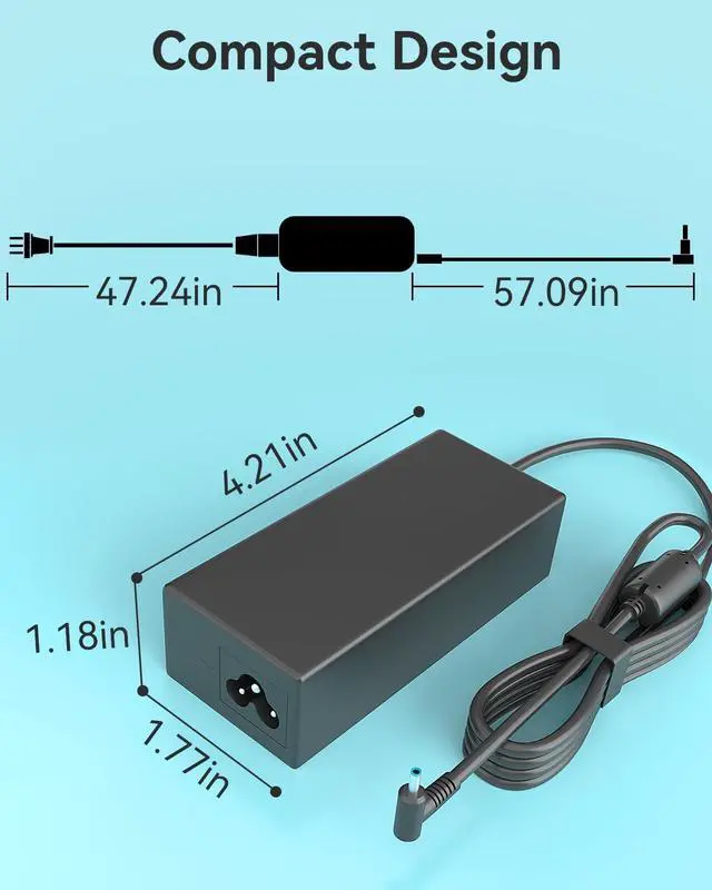 Alt view image 6 of 7 - 65W Laptop Charger for HP Pavilion X360 11 13 14 15 17, Envy 13 15 17 M6 M7, Elitebook Folio 1040 g1, Stream 11 13 14, Spectre X360 13 15, 19.5V 3.33A Power Cord Blue Tip