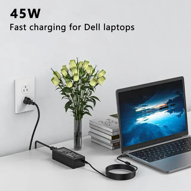 Alt view image 3 of 7 - 45W Laptop Charger Compatible with Dell Inspiron 15 3000 5000 Inspiron 11 13 14 17 Series 3147 3168 5378 7348 7352 7353 7378 Power Supply Cord
