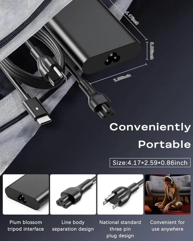 Alt view image 5 of 6 - SZGUDULO 65W 45Watt for Dell Laptop USB C Charger Latitude XPS Chromebook