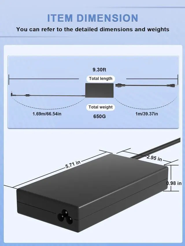 Alt view image 4 of 7 - 150W Charger Compatible with HP ZBook Studio x360/ Fury/Power G11 G10 G9 G8 G7 G6 G5 ZBook 15 17 15u 15v G6 G5 G4 G3 Victus 15 Pavilion 15 17 Gaming Laptop