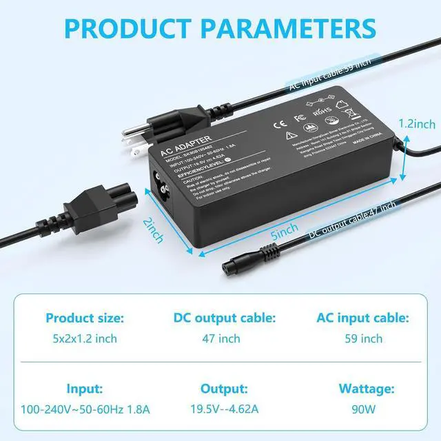 Alt view image 6 of 7 - 90W Universal Laptop Charger with 16 Tips for HP Dell Lenovo